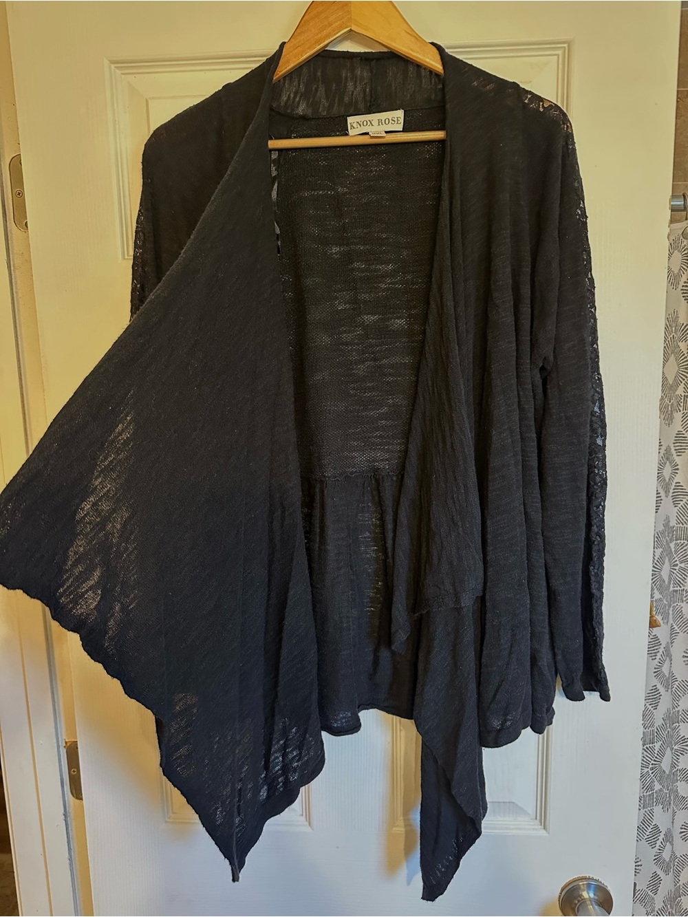 Knox Rose Black Waterfall Draping Cardigan XXL Lace Sheer Boho Whimsigoth Flowy